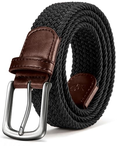 KEMISANT Elastischer Gürtel, Gürtel Herren Stretchgürtel ohne Löcher für Damen und Herren Lässige Hose,35mm(Schwarz,140cm/52-56 taille verstellbar)