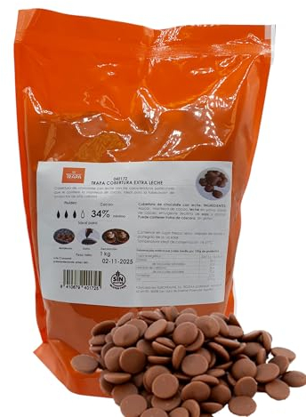 Cobertura Chocolate Extra Leche - 34% Cacao Trapa - Bolsa Kilo - Gotas Chocolate con Leche
