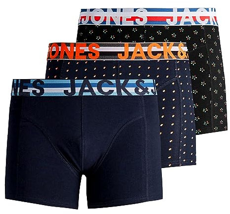 JACK & JONES Herren Unterhosen Shorts Boxershorts Trunks 3er Pack, Farbe:Mehrfarbig, Wäschegröße:XL, Artikel:- Black/Navy blaze2