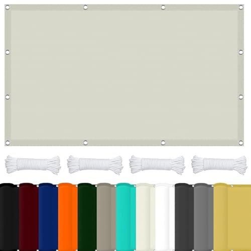 Filet d'ombrage avec Oeillets et Cordons 4 x 5 m UV Protection 98% Toile d'ombrage Auvent Imperméable avec Oeillets et Cordons pour Pergola, Fleurs, Patio Lawn., Ivoire