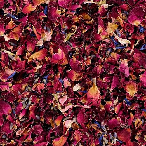 Natural 100% Biodegradable Confetti Wedding | 1 LITRE of Dried Flowers Confetti: Rose Petals and Lavender | Eco-Friendly & 100% Biodegradable | Suitable for 12-15 Guests (1 Litre Rose & Lavender)