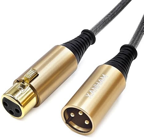 XANHAM XLR Cable 6.6 Feet/2 Meter 3 Pin Microphone Female to Male Balanced Shielded Cable, Fibre Braiding with 22AWG Oxygen-Free Copper(OFC) Mic Cord for Speaker and Audio System