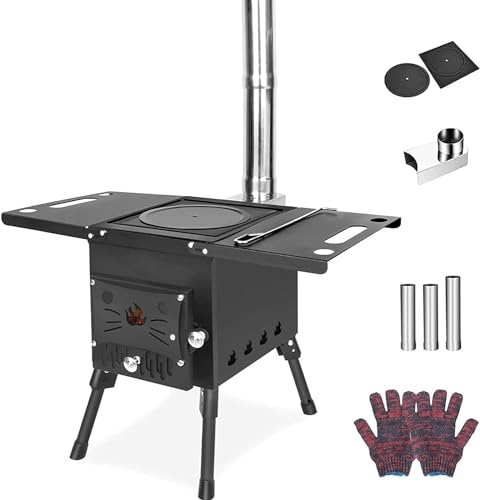 ZYJIX Campingkocher Mit Holzfeuerung – Faltbarer, Ultraleichter Herd Zum Kochen, Wandern, Angeln, Rucksackreisen Im Campingzelt – Großer Feuerraum Für Outdoor-Abenteuer