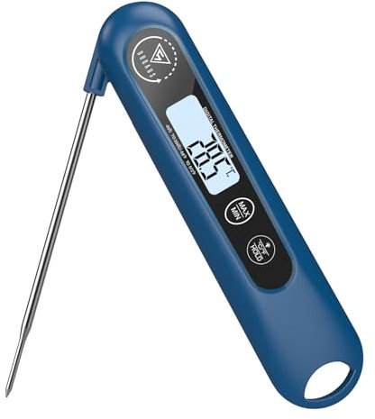 DOQAUS Termometro da Cucina Digitale, Termometro Alimenti Lettura Istantanea con Pieghevole Sonda Lunga, Termometro Alimentare per Carne Barbecue Vino Latte Liquidi Cibo Olio Frittura (blu)