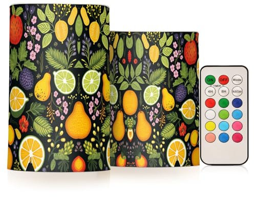 KAAVIYO Motivo Frutta Limone Candele Senza Fiamma Candele Colonna A Led A Batteria Colori Multipli Modalità Flash