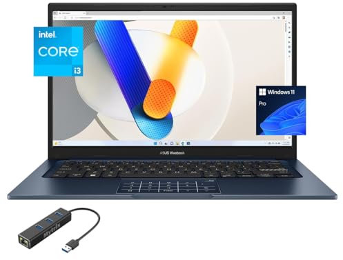 ASUS Vivobook Ordinateur portable pour étudiants et entreprises, écran FHD Micro-Edge de 14, 12e génération Core i3-1215U (jusqu'à 4,4 GHz), 8 Go de RAM, SSD PCIe 512 Go, WiFi 6E, Lay-Flat, Webcam,