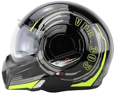 VPR F242 P/J Reverse Flip-Up Motorcycle Helmet - Double Visor Modular Jet Crash Helmet for Racing Sports Touring - Road Legal ECE 22.06 Approved Motorbike Helmets - XL