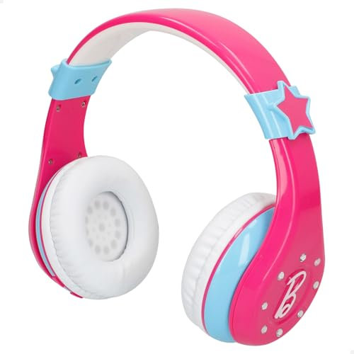 Colorbaby Barbie - Cuffie Bluetooth senza fili, colore rosa, regolabili, per bambini, con cavo USB, gioco karaoke, regali per ragazze di 4 anni, giocattoli da ragazza (47867)