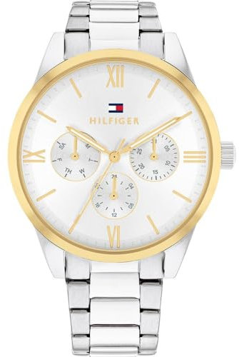 Tommy Hilfiger Multi Zifferblatt Quarz Uhr für Damen mit Silbernes Edelstahlarmband - 1782744