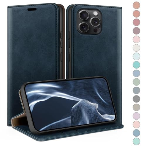 HUOUH for iPhone 14 Pro Max 6.7 Wallet case with RFID Blocking PU Leather,Flip Folio Book covers,Credit Card Holder Shockproof Phone case Women Men for Apple 14 Pro Max case Dark Blue