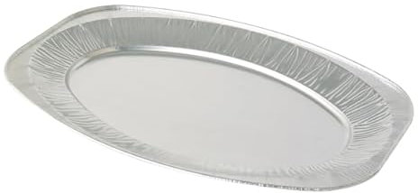 Clearly Aluminium Foil Party Platters, Large Reusable Serving Trays for Parties, BBQs, and Events, Appetizer Trays, Oven and Freezer Safe, Eco-Friendly, Recyclable Serving Platter Set (5, 55cm)