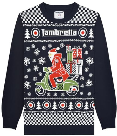 Lambretta Mens Scooter Christmas Jumper Festive Sweater Sweatshirt Scooter
