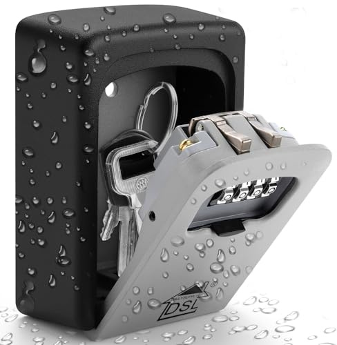 DSL Key Safe Wall Mounted Ourdoor 4 Digit Combination Lock Box | Stores House Keys Securely for Home, Holiday Lets and Businesses