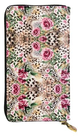 Animal Tiger Leopard Print Rose Flower Print Leder Lange Clutch Geldbörse für Frauen - Mode mit mehreren Kartenfächern, Münzfach