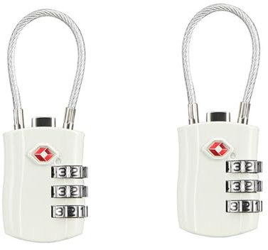 2 candados de viaje para equipaje TSA para maleta, cerradura de equipaje aceptada, cerradura de viaje aprobada por la TSA, con aleación de zinc, color blanco