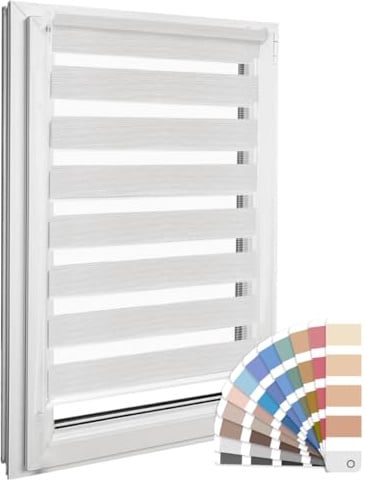 Home-Vision Premium DuoRollo Schrauben Doppelrollo mit Bohren zum Anschrauben Rollos für Fenster und Türen (Weiß-Grau-Melange B160 x H220 cm) Sichtschutz lichtdurchlässig
