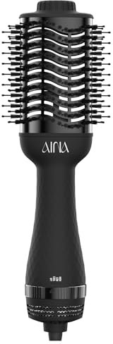 AINA Brosse Soufflante One-Step Sèche-Cheveux Volumisant: Salon Titane Brosse Cheveux Brushing - Chauffante Brosse Coiffante 4 en 1 pour Sécher Lisser Volumiser Coiffer 230v UE (Noir titane)