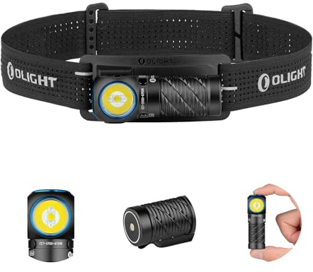 OLIGHT Perun 3 Mini Torcia Frontale Ricaricabile 1250 Lumen 10 Giorni Max | 7 Modalità LED Bianca e Rossa Dimmerabile, Lampada Frontale Impermeabile IPX8, 155 Metros, Torcia da Testa Corsa, Pesca, Nero