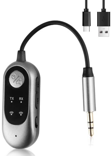 2-in-1 Bluetooth Transmitter and Receiver, Wireless Audio Adapter, 3.5mm AUX and Type-C, Bluetooth 5.3 Technology, Dual-Link Connectivity, Long Battery Life for TV Headphones Speakers