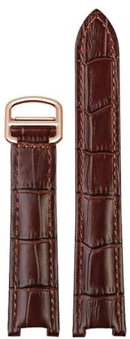 kongsou Bracelet De Montre Pour Cartier PASHA En Cuir De Vachette Pour Homme Et Femme, Avec Boucle Déployante, Accessoires(Brown rose gold,21mm-15mm)