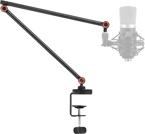 Pronomic MA-161 BK Mikrofonarm Stativ, Material: Aluminium, Stahl | Kunststoff, Farbe: Schwarz (matte Oberfläche), Armlänge komplett: 72 cm, Armsegmente: ca. 2x 35 cm, Maximale Klemmweite: 6 cm