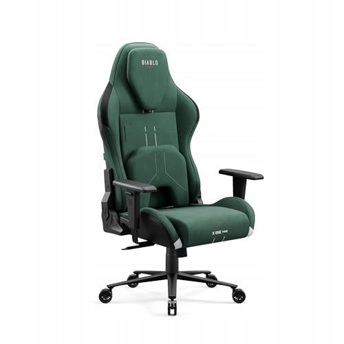 Diablo X.One Prime Chaise Gaming Fauteuil de Gamer Siege PC Oreiller magnétique Siège rafraîchissant Tissu de Haute qualité Accoudoirs réglables en Hauteur Supporte jusqu'à 140 kg Forest Green