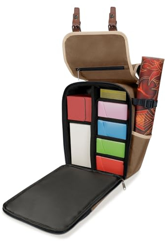 ENHANCE Designer Edition Kompakter MTG-Rucksack mit anpassbarem Innenraum für Magic: The Gathering, Lorcana & mehr - Zubehörfach für Würfelbeutel, Boosterpacks, Tag Tracker, Playmat-Fach (Bräunen)