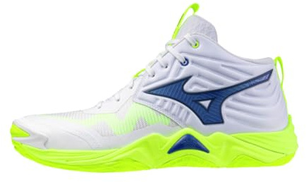 Mizuno Wave Momentum Elite Mid, Volleyballschuhe, Unisex, Weiß, Blau, Gelb, Fluo,