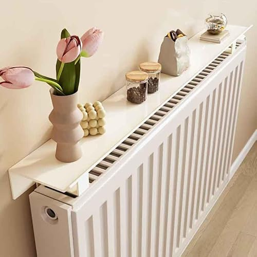 HLTQL Heizkörperregal Weiß Ohne Bohren Zum Einhängen Rippenheizkörpe Heizungsregal Heizkörper Regal Heizung Regal Heizungsbrett Radiator Shelf 2-In-1 Staubdichte Aluminium Heizungsregal(40cm)