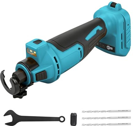 Coupe-légumes rotatif sans fil pour Makita 18 V, outil de coupe sans balais avec lumière LED, profondeur réglable en profondeur, scie hélicoïdale compacte pour couper la tôle du bois (bleu, pour