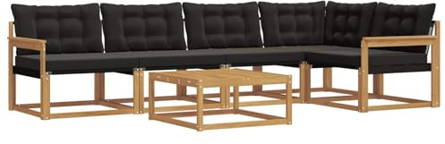 vidaXL Outdoor-Sofagarnitur 6 pcs Weiß und Schwarz 79 x 79 x 37 cm, Garten-Sofa, modernes Outdoor-Sofa, langlebige Terrasse, Chill-Lounge, stilvolle Komfort-Einheit zum Entspannen