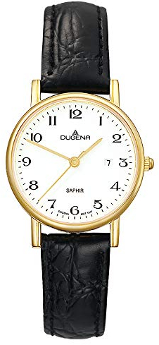 Dugena Damen-Armbanduhr 2171016 Zenit, Quarz, weißes Zifferblatt, Edelstahlgehäuse, Saphirglas, Lederarmband, Dornschließe, 3 bar