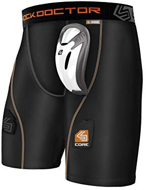 Shock Doctor Herren Tiefschutz Kompressions-Hockey-Short mit Bioflex Cup, Black, M, 362-BK
