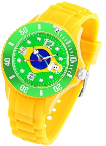 Taffstyle® Fanartikel Silikon Armbanduhr Gummi Trend Watch Quarz Fan Uhr mit Fussball Weltmeisterschaft WM & EM Europameisterschaft 2016 Länder Flaggen Style