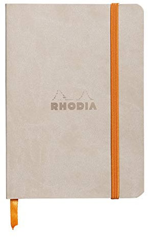 RHODIA 117305C - Beige Flexible Notebook - A6 - Lined - 144 pages - Ivory Clairefontaine Paper 90 g/m - Bookmark, Elastic Closure - Faux Leather Cover - Rhodiarama Collection