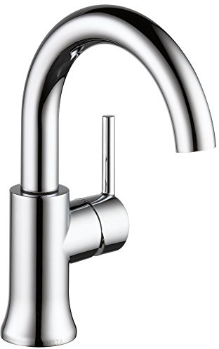 Delta Faucet Trinsic Single Hole Bathroom Faucet, Single Handle Bathroom Faucet Chrome, Bathroom Sink Faucet, Diamond Seal Technology, Drain Assembly, Chrome 559HA-DST