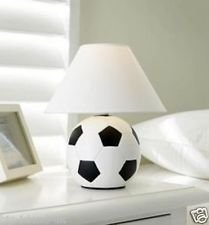 Goethic Kids Ceramic Football Study Bedroom Bed Side Table Desk Lamp & Shade