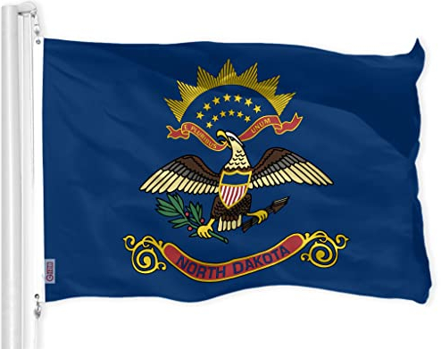 G128 North Dakota State Flag 3x5 ft Printed messingösen 150d Polyester qualität Flagge innen/außen - viel Dicker und haltbarer als 100d und 75d Polyester