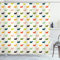ABAKUHAUS Scottie Dog Duschvorhang, Fluffy Hunde, Stoffliches Gewebe Badezimmerdekorationsset mit Haken, 175 x 240 cm, Weiss Mehrfarbig