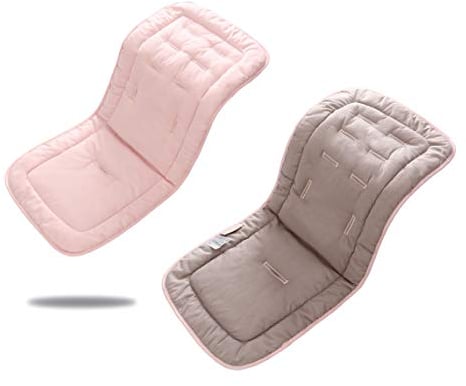 Miracle Baby Coussin de Siege Poussette Portable, Coussin Réducteur Poussette Universelle, Tapis pour Poussette et Chaise Haute Bébé, en Coton Doux et Réversible (Rose Gris)