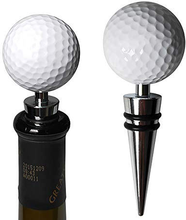 BGMAXimum Decorate golf ball wine stoppers, Novel wine bottle stoppers, Wine top Decoration, Cool gift for Christmas, Wine Lover, Holiday Party,Wedding, Birthday (Silver - Golf Ball)