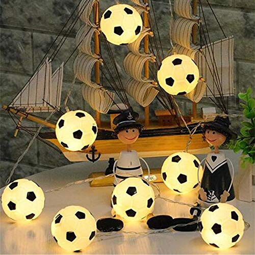 Fußball Lampion Lichterkette mit 20 LED’s, lichterkette weihnachten,Batteriebetrieben Warmweiß Fußball String Lichter für Themenparty, Inneneinrichtung, Geschenke, Festival (2M)