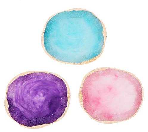 3 Pcs Resin Nail Art Palette, Agate Pattern Nail Palette Polish Mix Palette Manicure Tool