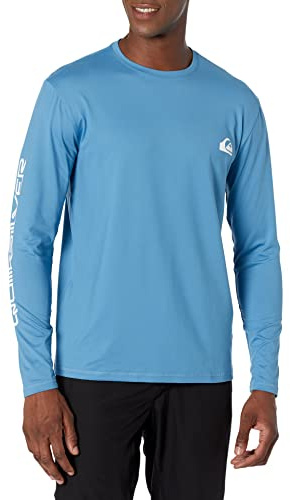 Quiksilver Men's Omni Session Long Sleeve Rashguard Surf Shirt Rash Guard, Vallarta Blue, S