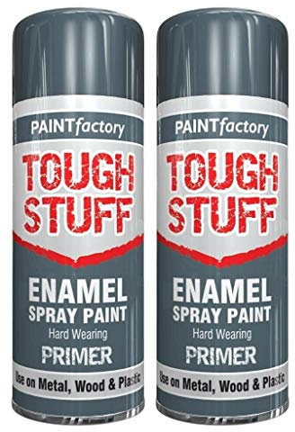 FGT Tough Stuff Enamel Grey Primer 400ML Spray Paint Gloss Finish Quick Dry Paint Hard Wearing (2)