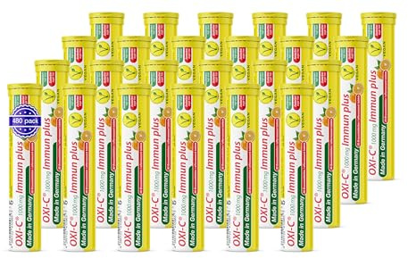 1000 mg Vitamin C Brausetabletten 24x20 Stk. – Orangengeschmack – 1000 mg Vitamin C – T&D Pharma Oxi-C Immun plus – Made in Germany