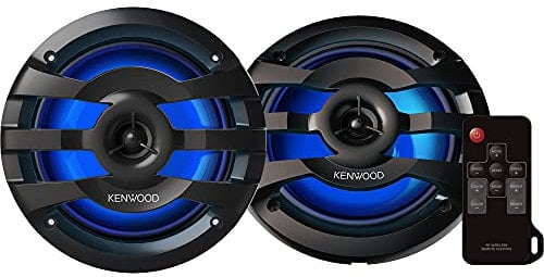 Kenwood KFC-1673MRBL 260 Watts Max 4 Ohms 6.5 Inch 2-Way RGB Lightning Marine Power Sports LED Speakers- Black