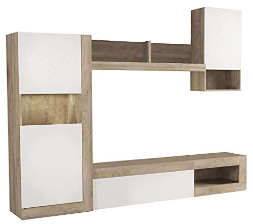 milani home - parete attrezzata porta tv soggiorno moderna di design 255x40x200 h