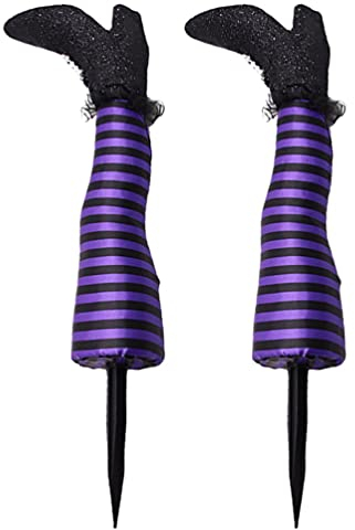 TOYANDONA 2 Stücke Halloween Hexenbeine mit Erdspießen Gartenstecker Gartendeko Stecker Gartenfiguren Scherzartikel Dekostecker für Rasen Terrassen Gruselige Dekoration Ornamente Spukhaus Horror Party