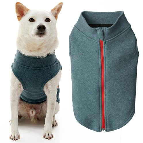 Gooby Zip Up Microfiber Fleece Dog Sweater - Turquoise, Small - Warm Double Layered Microfiber Fleece Step-in Dog Jacket Without Ring Leash - Winter Dog Sweaters for Small Dogs and Medium Dogs